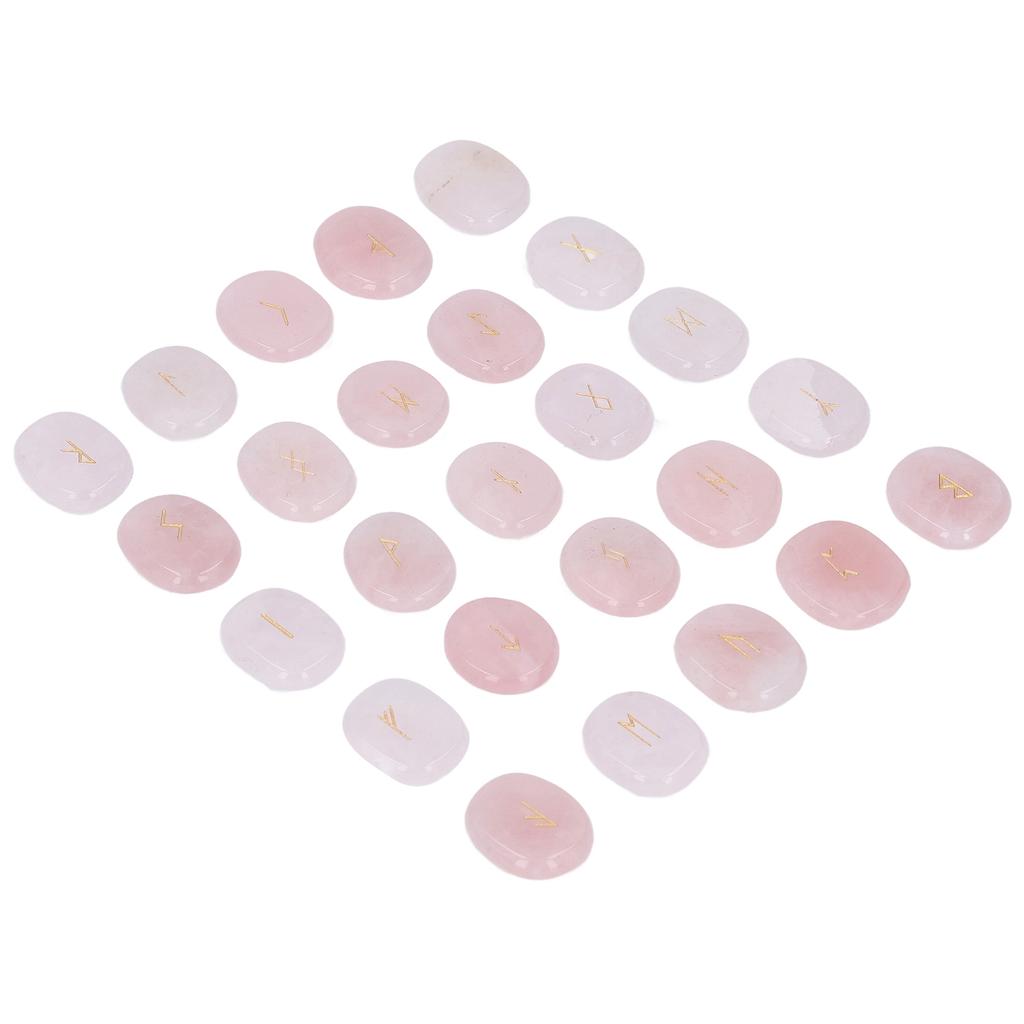 25 Pcs Natural Rune Stones Set Smoother Polished Engraved Meditation Stones Set for Divination