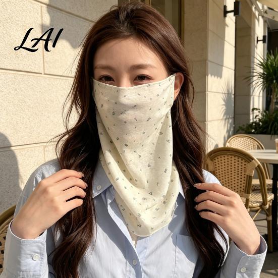 Lightweight Summer Face Mask Women Neck Sun Protection Mask Cotton Dot Print UV Full Coverage Gaiter Cover Foldable Scarf for Driving Cycling