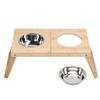 Elevated Cat Bowls Stand Multipurpose Double Stainless Steel Bamboo Raised Dog Bowl for Cats Dogs Pets