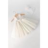 Baby Boy Boy Satin Lined Three Lels Plutized Tulle Adjustable Strap Dress (ecru)