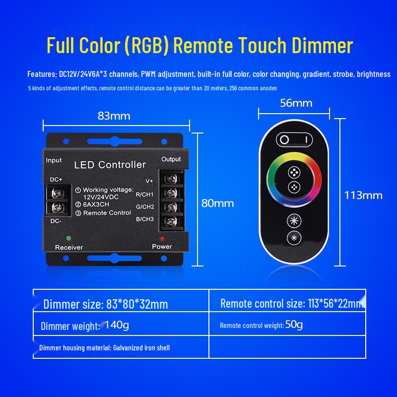 Светодиодный диммер-переключатель DC 12V-24V 30A: Плавный регулятор яркости