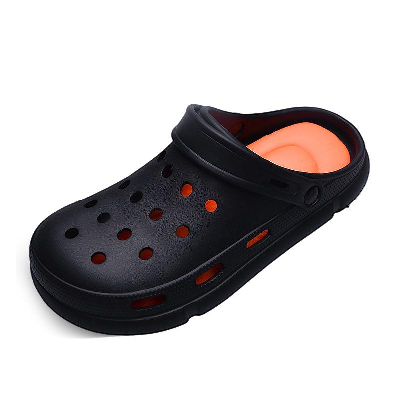 Летние новые дырочные туфли мужские корейские версии модных тапочек-мешков мужские двойные нескользящие пляжные сандалии на толстой подошве