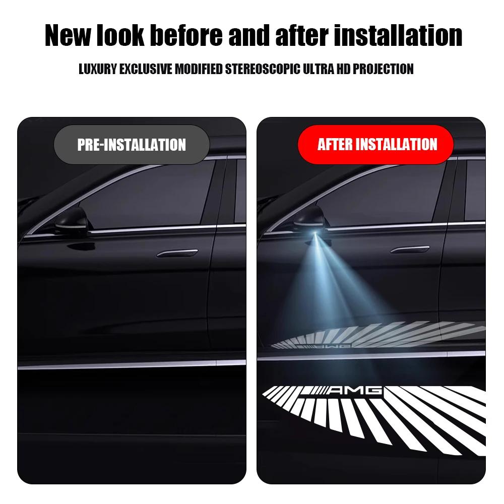 For Mercedes Benz 2PCS LED Angel Wings Car Atmosphere Welcome Light Auto Projector Rearview Mirror Carpet Lamp for Mercedes Benz