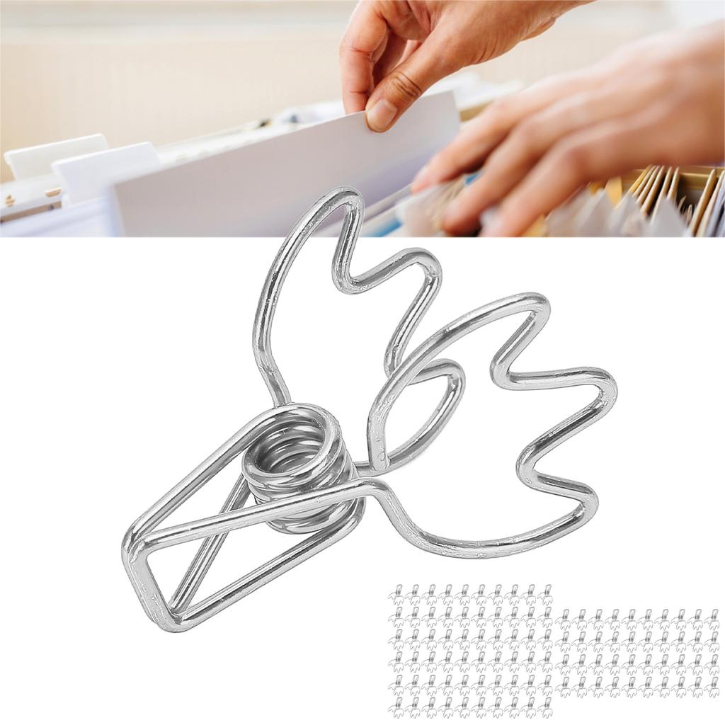 100Pcs Paper Clamps Metal Hollow Strong Clamping Force Crown Shape Tail   Clips for   School Home