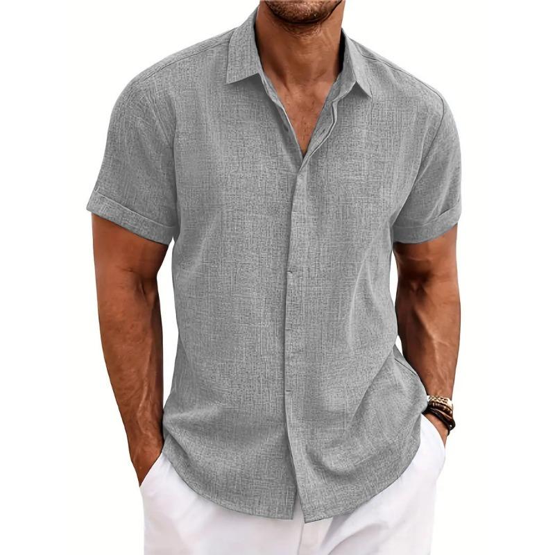Men Plus Size Loose Short Sleeve Casual Beach Shirt