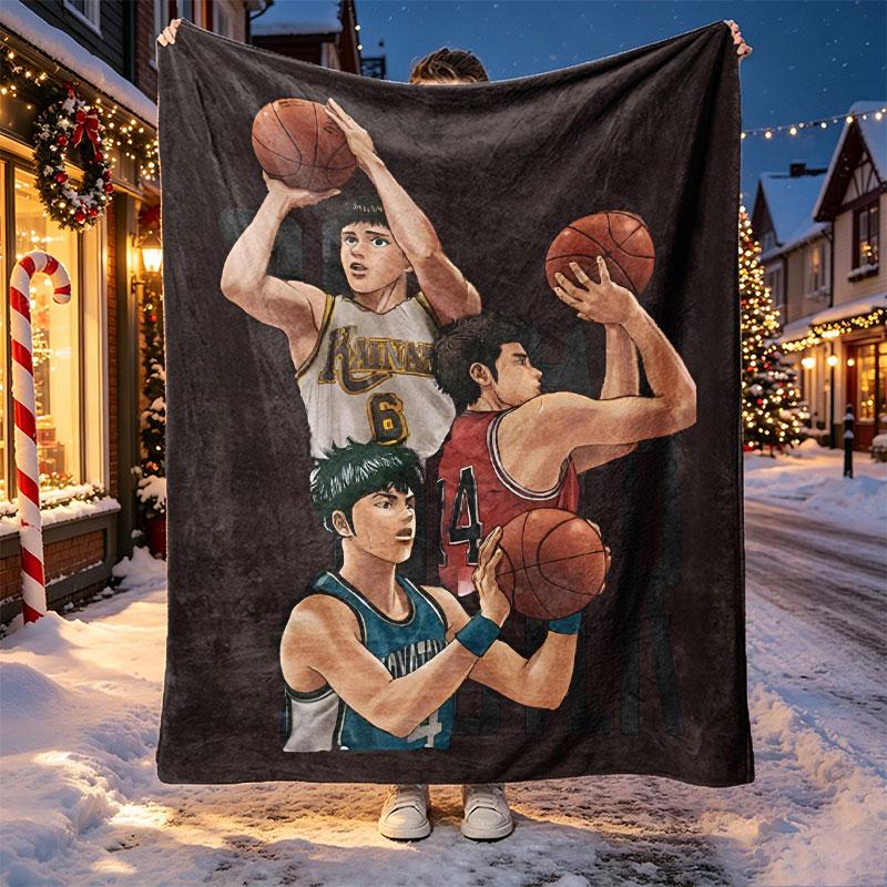 SLAM DUNK Pattern Blanket for Home Decoration, Bed, Sofa, Car Travel, Camping, Suitable for All Seasons, Birthday Christmas Gift