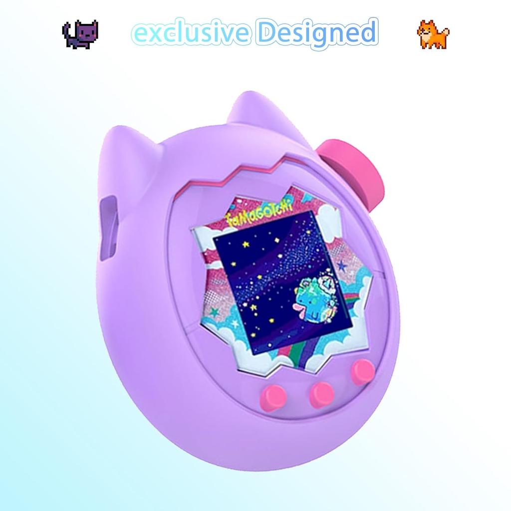 Для Tamagotchi Paradise Мягкий силиконовый чехол и прозрачная защитная пленка для экрана из ТПУ, Полная защита на 360 градусов с ремешком серии "Цветы", Защита от царапин и ударов