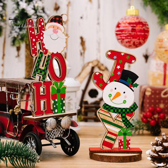 Рождественские настольные деревянные украшения Санта-Клаус Снеговик Гном Красочные буквы Многоразовые твердые деревянные праздничные украшения для стола Праздничные принадлежности Подарок
