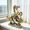 Мини Латунная Статуэтка Счастливой Лошади с Монетой Китайский Новый Год Фэн-шуй Талисман Лошади Винтажная Медная Скульптура Зодиакального Животного для Богатства Удачи