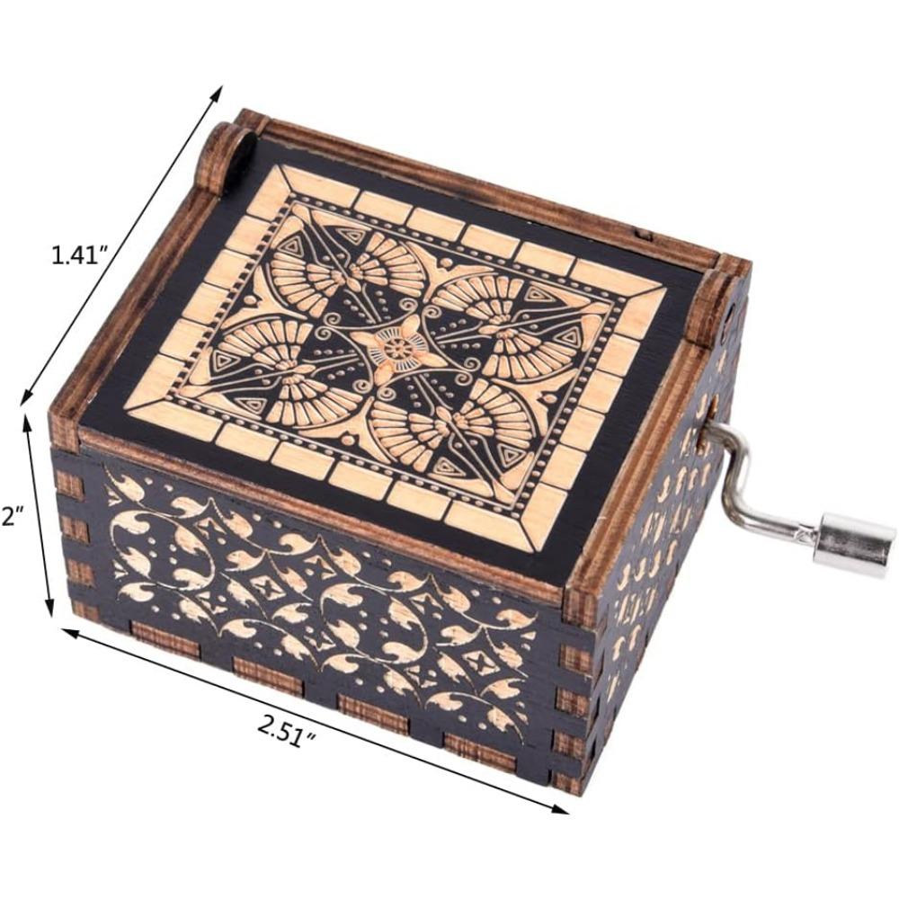 1PC Music Box, Antique Engraved Musical Boxes Case for Love One Wooden Music Box - Gifts for Lover, Boyfriend, Girlfriend, Husband, Wife (WOOD)