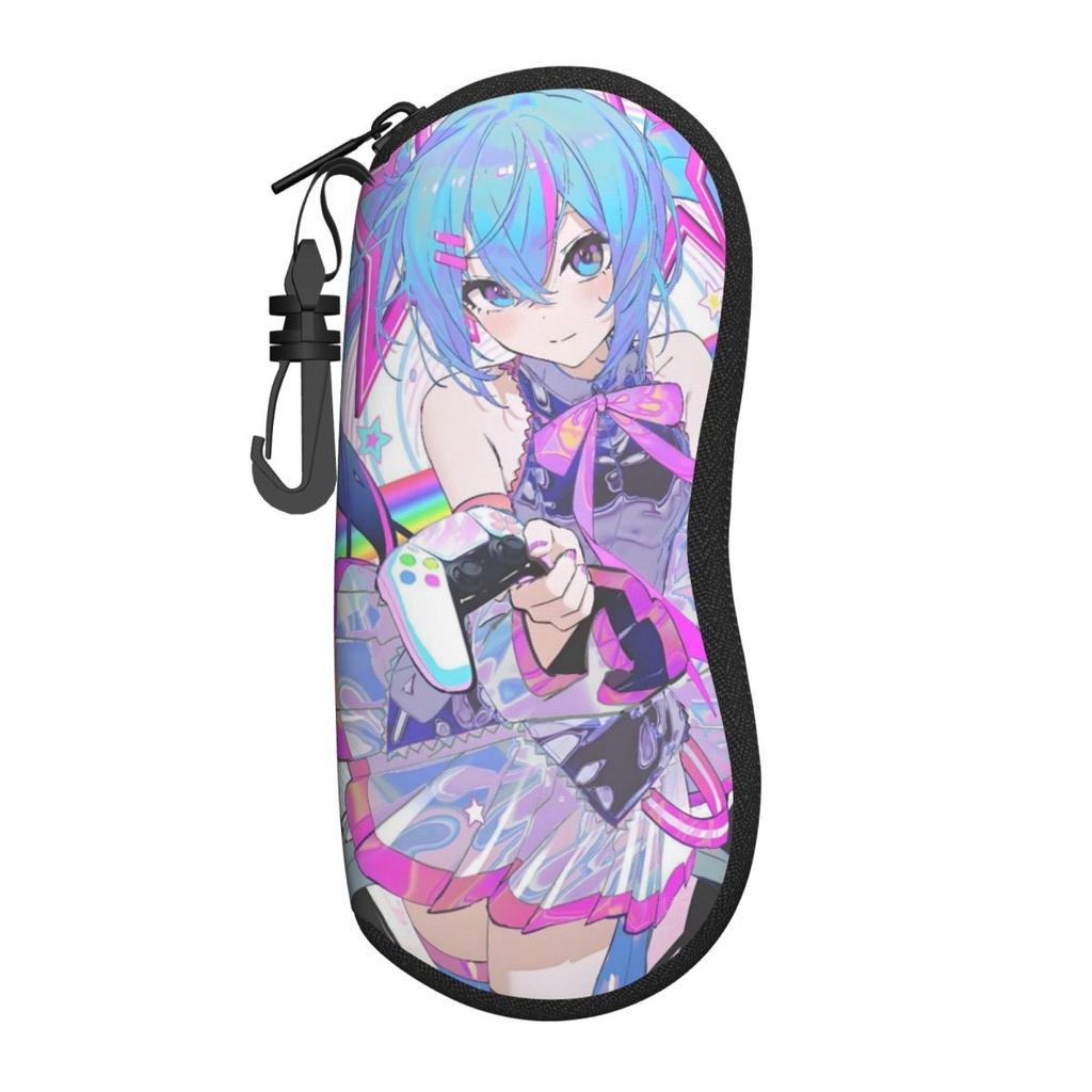 Custom Manga H-Hatsuned M-Mikus Cartoon Eyeglass Glasses Case Men Women Soft Classical Sunglasses Protective Bag