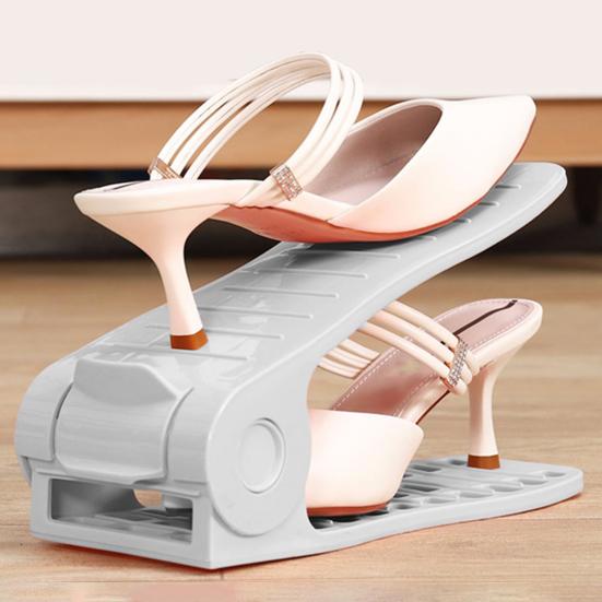 2 шт. двухслойный лоток для обуви, держатель для хранения, регулируемый по высоте, противоскользящий дизайн, прочные несущие органайзеры для обуви на высоком каблуке