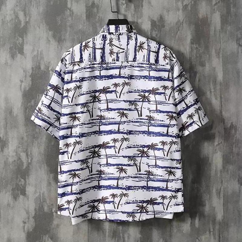 Пляжные футболки Гавайская рубашка Футболки с коротким рукавом Большие размеры Верхняя рубашка Повседневные принты Нижнее белье Кардиган на пуговицах Мужская одежда Лето