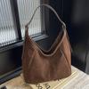 Suede Shoulder Bag For Women Vintage Solid Color Simple Large Capacity Handbags Autumn Winter Casual Shopping Crossbody Bags