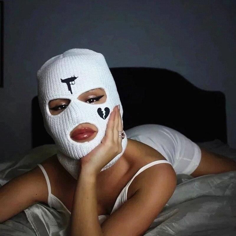 Модная неоновая Балаклава с тремя отверстиями, лыжная маска, тактическая маска, полнолицевая маска, зимняя шапка, маска для вечеринки, ограниченная вышивка, кость