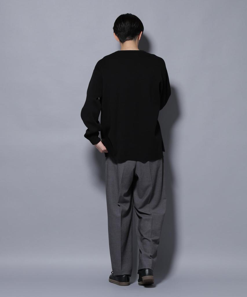 Nano Universe Milano Rib Wide Crew Neck Size Knit, Men's, M, 010, Black, 672-5222216