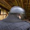 Medieval Viking Helmet With Visor, Blackened Steel Norman Helmet, LARP Reenactment Armor,