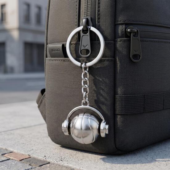 Брелок-подвеска на ключи в виде баскетбольной гарнитуры Металлический брелок на спортивную тематику Портативный брелок-наушники для баскетбола Эксклюзивные подарки для фанатов Аксессуары