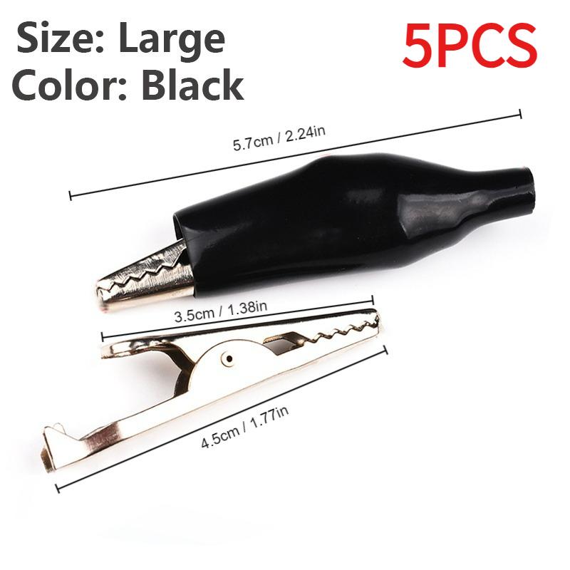 5PCS Alligator Clips 28mm 35mm 45mm Crocodile Type Clips Electrical Clamps Testing Probe Meter Black Red with Plastic Coated