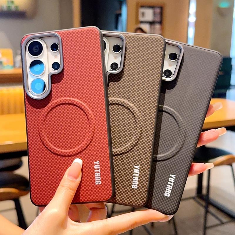 For Samsung Galaxy S26 Ultra S25 Edge Plus Case Magnetic Wireless Charger Shell Shockproof Protective Leather Back Cover