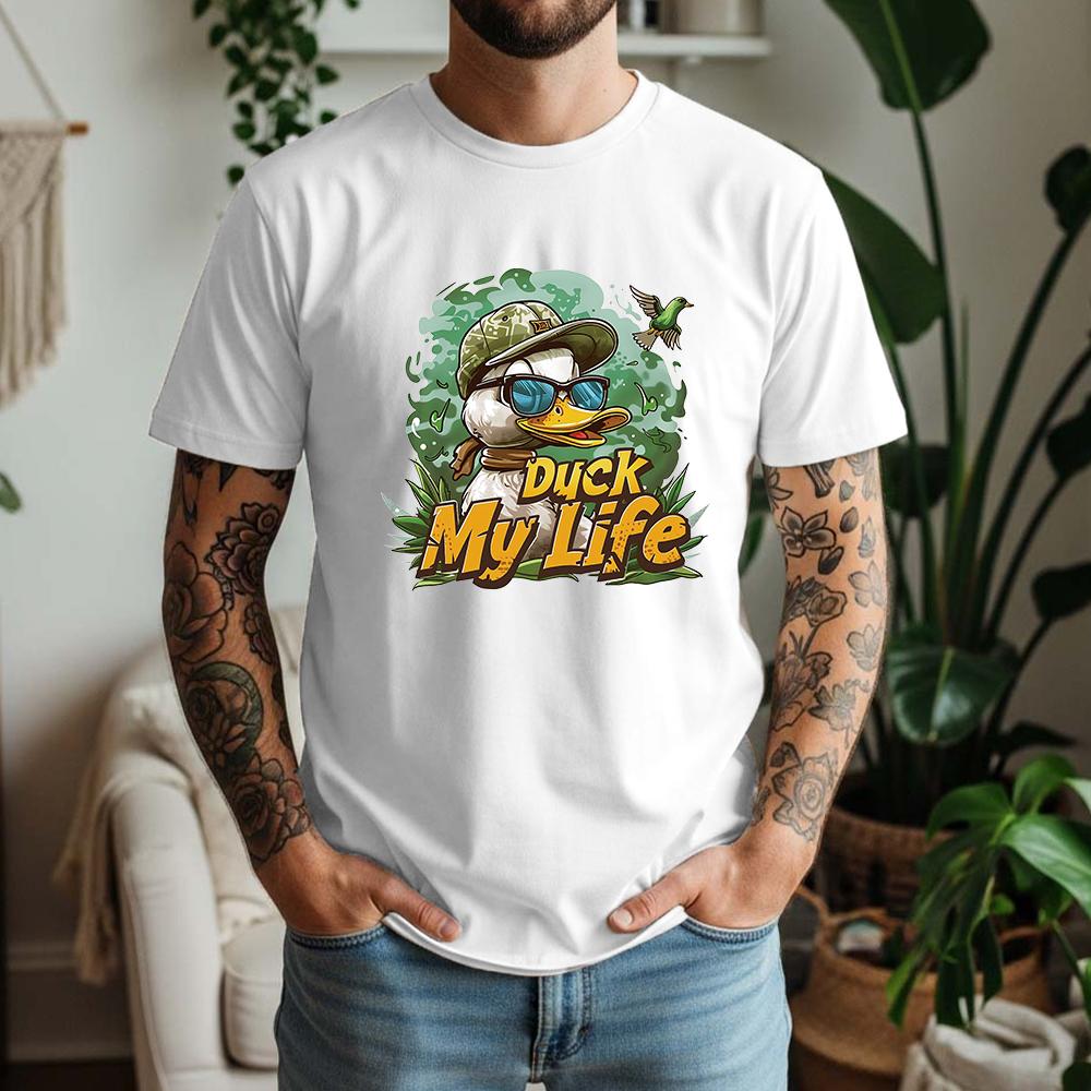 Summer Men's 100% Pure Cotton T-Shirt Duck My Life Cool Duck Funny Slogan Casual Tee Short Slee
