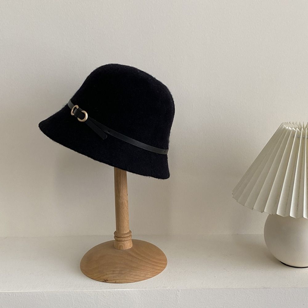 Однотонная женская официальная шляпа Элегантная шляпа-тазик Модная шерстяная шляпа-рыбак для путешествий