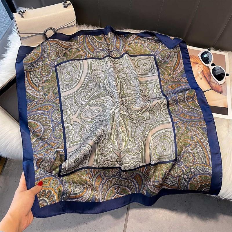 70x70cm Lightweight Silk-Look Square Scarf Women French Chic Hair Band Office Accessory Viscose 96%