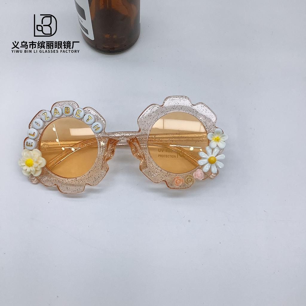 Fashion Children'S Sunglasses Diy Trend Sunscreen Uv Protection Baby Concave Cute Flower Sunglasses