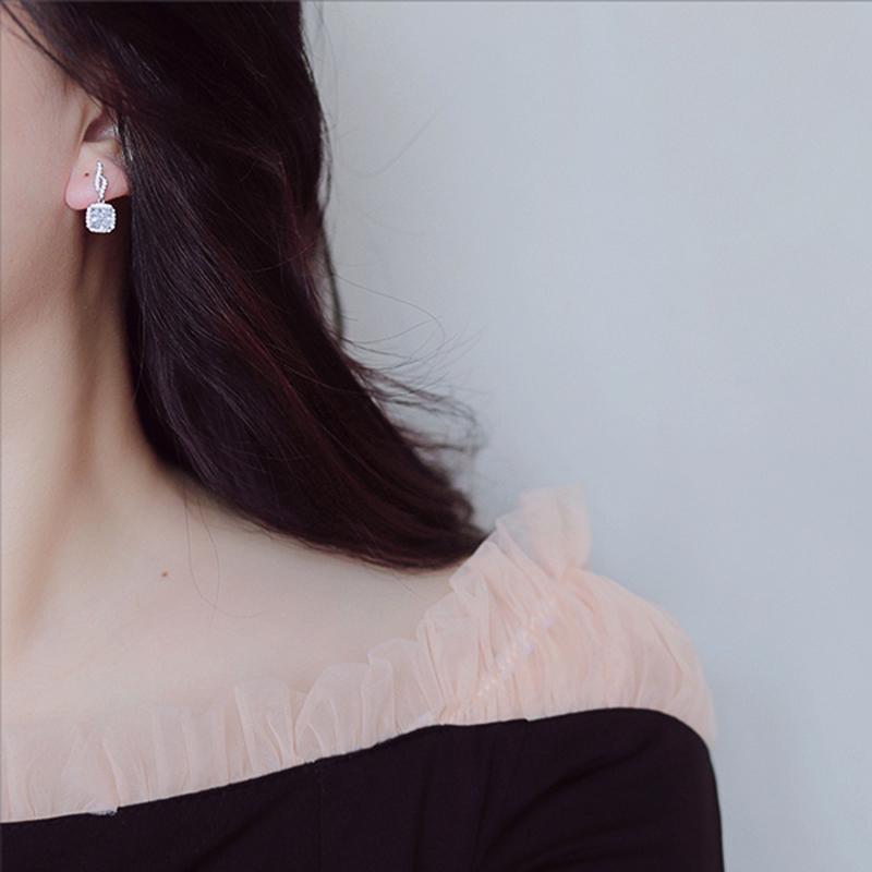 Серьги Huitan Chic Bridal, свадебные аксессуары для помолвки с блестящими кубическими цирконами, элегантные висячие серьги для женщин