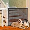 Pet Safety Gate Retractable Puppy Gate with Telescopic Pole Safety Mesh Door Pet Separation