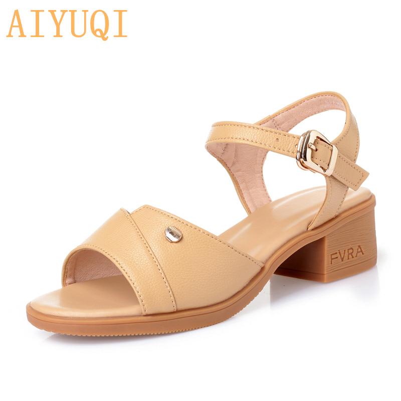 AIYUQI Sandals Summer Women 2019 New Women's Sandals Women's Brand Shoes Sandals Genuine Leather for Female Large Size 41 42 43