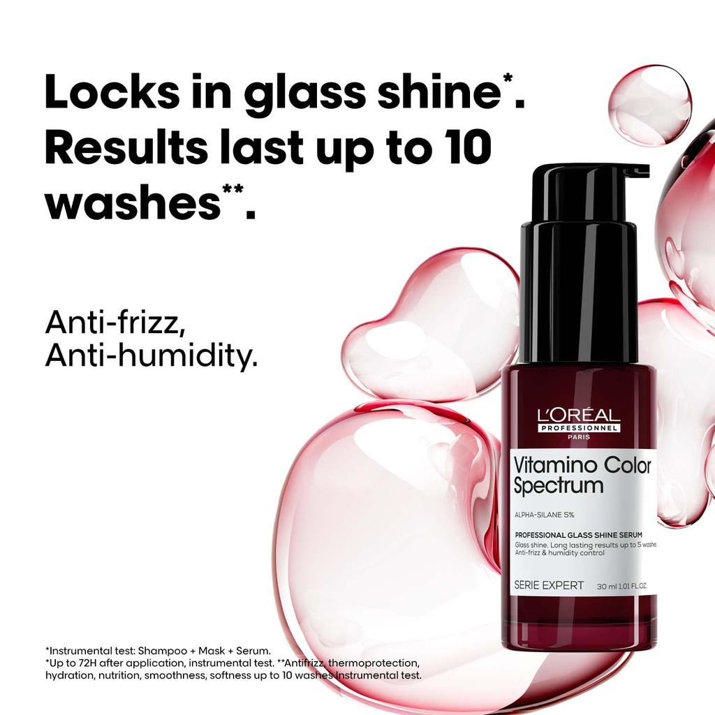 L'Oréal Professionnel Vitamino Color Spectrum Сыворотка для блеска "Стеклянный блеск" для всех окрашенных волос 30 мл | Запатентованная несмываемая сыворотка для окрашенных волос, которая deli