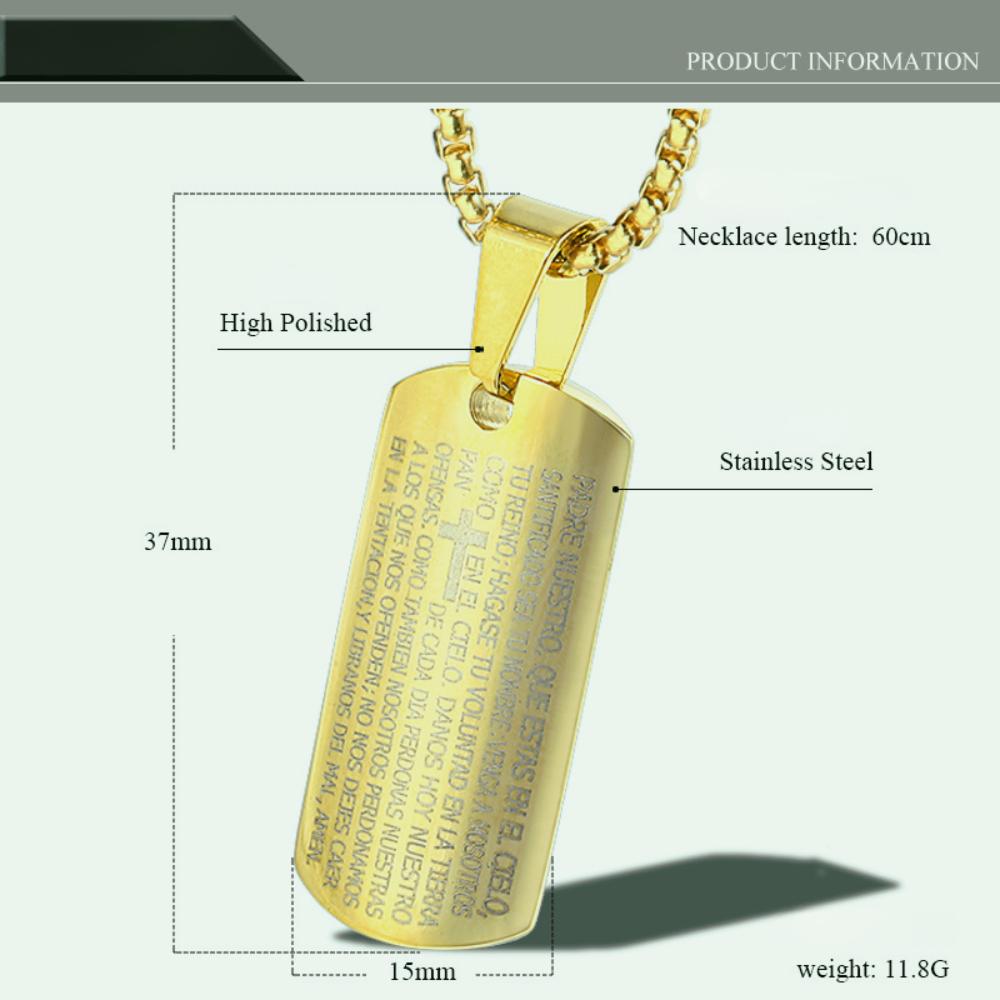 Stainless Steel Tag Pendant Men's and Women's Cross Letter Pattern European and American Trend Jewelry
