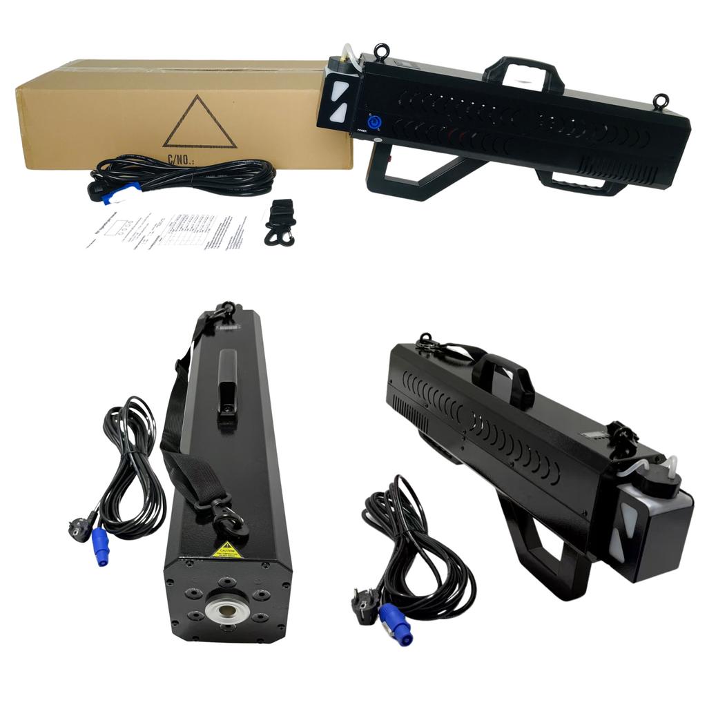 Портативная 1500 Вт RGB LED Jet FX Дымовая пушка Мощный выход Воздушный столб DJ Световая пушка Машина для распыления тумана для сцены Свадьбы