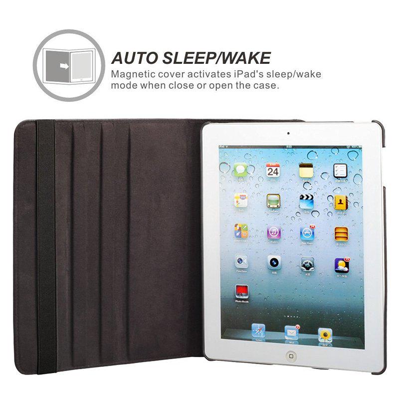 Чехол-подставка из искусственной кожи с вращением на 360 градусов для iPad 2 iPad 3 iPad 4 A1395 A1396 A1397 A1416 A1430 A1403 A1458 A1459 A1460