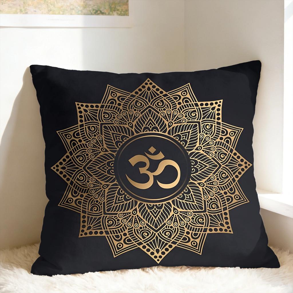 Luxury Golden Mandala Om Pillow Case Graphic Pillow Cover Vintage Cushion Cover For Sofa Home Decoration
