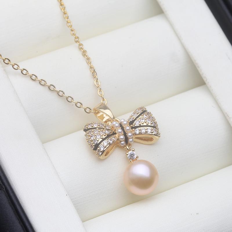 Wedding Natural Fresh Water Pearl Pendant Woman,White Cultured 925 Silver Pearl Pendant Jewelry Wife Mother Birthday Gift Pink