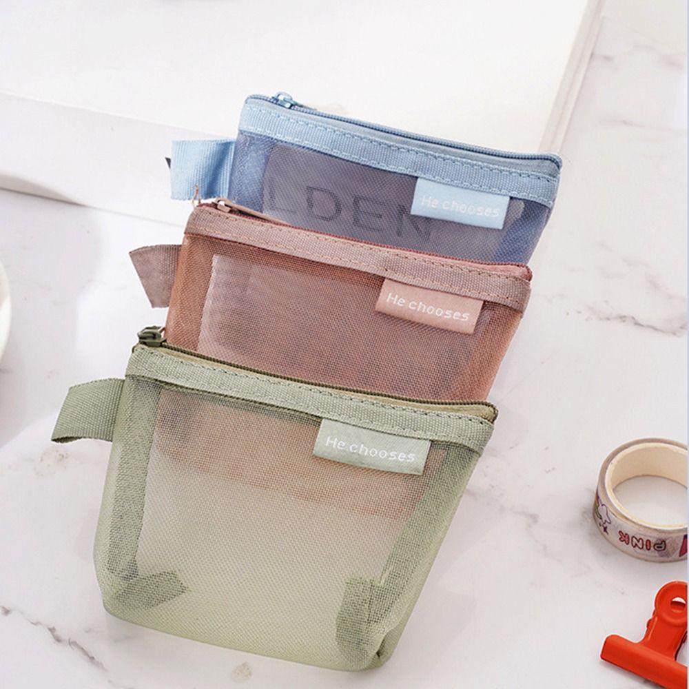 Small Item Bag Mini Coin Purse Lipstick Cosmetic Bag Fresh Color Card Bag Cute Clear Mesh Bag Men