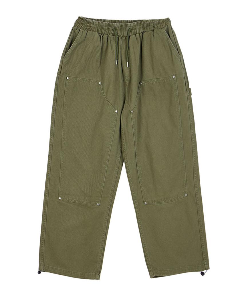 ASTRAL PROJECTION Wide Weathered Washed Elastic Waist Pants_Khaki