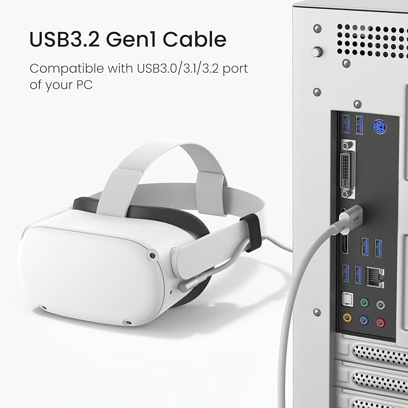 KIWI design 3-метровый соединительный кабель Oculus/Meta Quest 3S/Quest 3/Quest 2/Pro/Pico 4 аксессуара Совместимость с USB-кабелем 3.0 5 Поддерживает сверхскорости