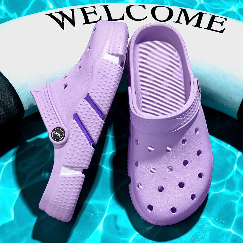 Сандалии унисекс, летняя садовая обувь, пляжная обувь с отверстиями, мужская обувь, женские тапочки