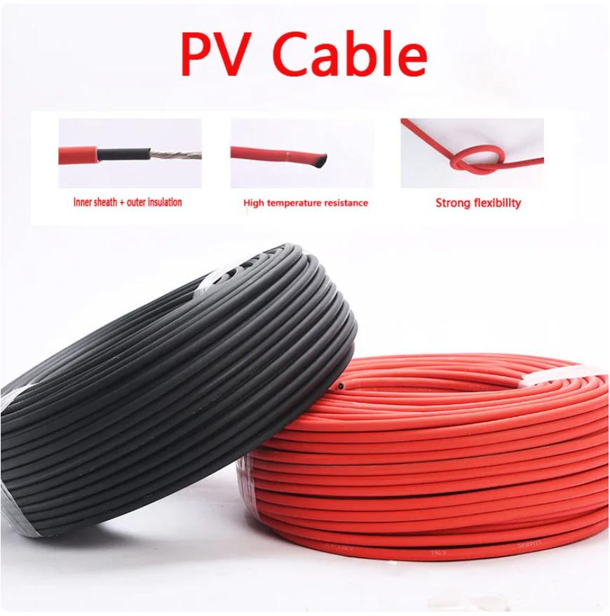 Solar PV Cable 8/10/12/14/16AWG Tinned Copper Wire PV Wire for Outdoor Car RV Boat Marine Home Solar Panel use 10/6/4/2.5/1.5mm2