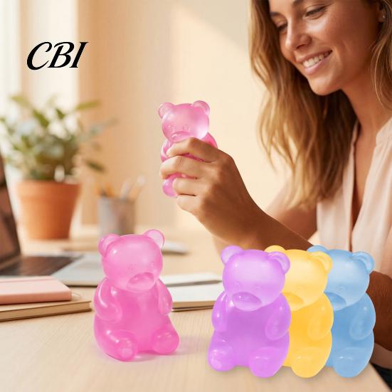 Relaxation Soft Toy Bear Shape Stress Relief Toy, Elastic Sensory Fidget High Density Travel Size Reliever Durable TPR Ball, Portable Pinch