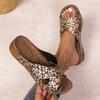Fashion Plus Size 36-43 Leopard Print Sandals Women Summer 2025 Lightweight Wedges Slippers Woman Cross Band Thick Sole Slides Shoes