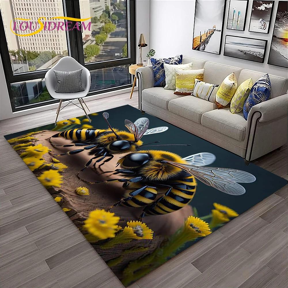 Insect Cartoon Bee Cute HoneyBee Carpet Rug for Home Living Room Bedroom Sofa Doormat Decor,kids Area Rug Non-slip Floor Mat