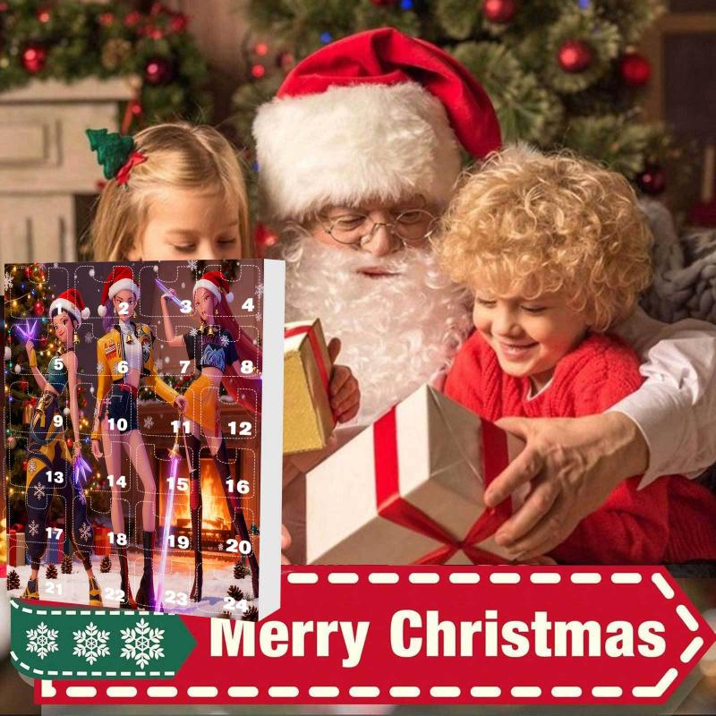 K-pop Охотники на демонов Адвент-календарь Блайнд-бокс с 24 шт. 2D акриловыми подвесками, Декор для рождественской елки, Календарь обратного отсчета до Рождества, Подарок
