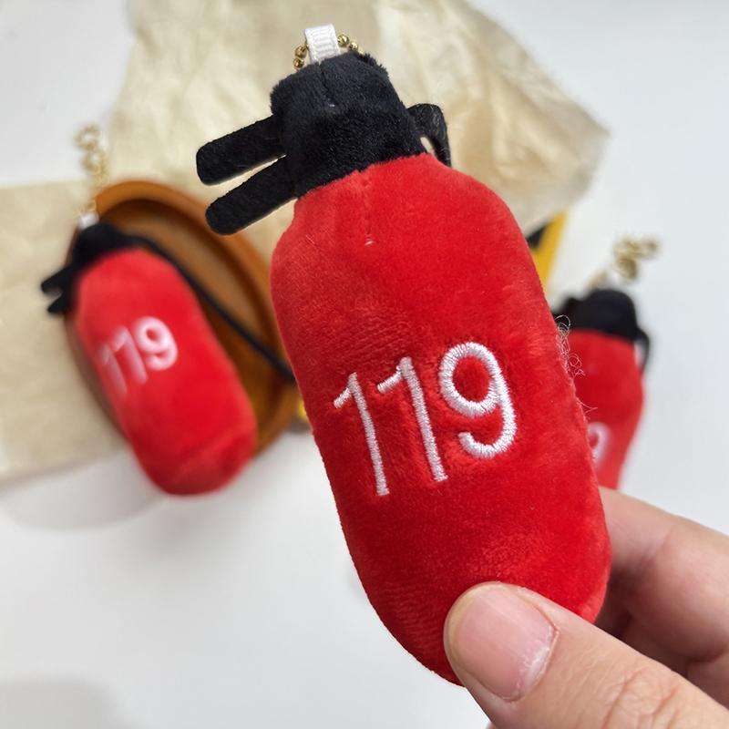 Креативный плюшевый брелок для ключей в виде огнетушителя, мультяшный огнетушитель, мягкая набивная кукла-подвеска, брелок для ключей от машины, декор для рюкзака
