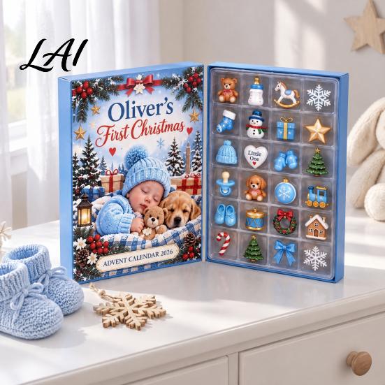 Advent Calendar for Families Baby's First Christmas Calendar 24 Days Countdown with Pcs Holiday Decoration Mini 3D Shoes Hat Bear Ornaments,