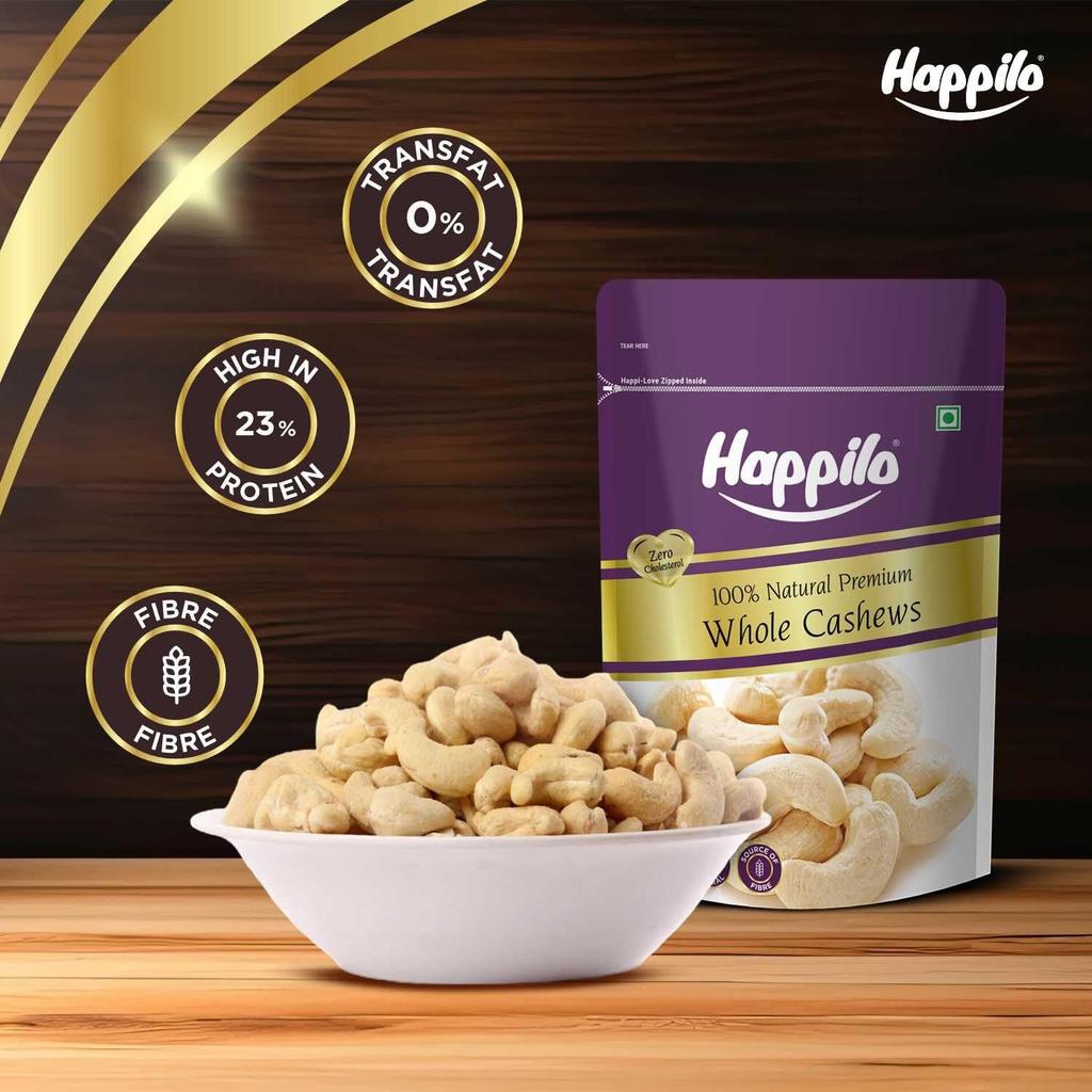 Кешью (200 г), 100% Natural Premium Whole Cashews, Happilo
