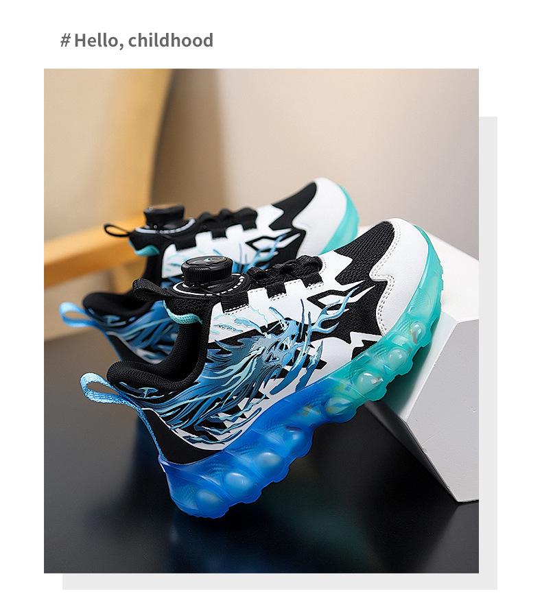 Дышащие спортивные кроссовки для мальчиков Осень 2025 с вращающейся пряжкой для бега